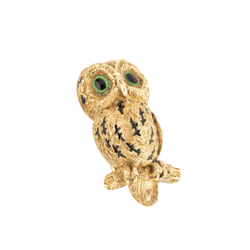 Broche Clip HERMÈS Chouette en or jaune et émail - Castafiore