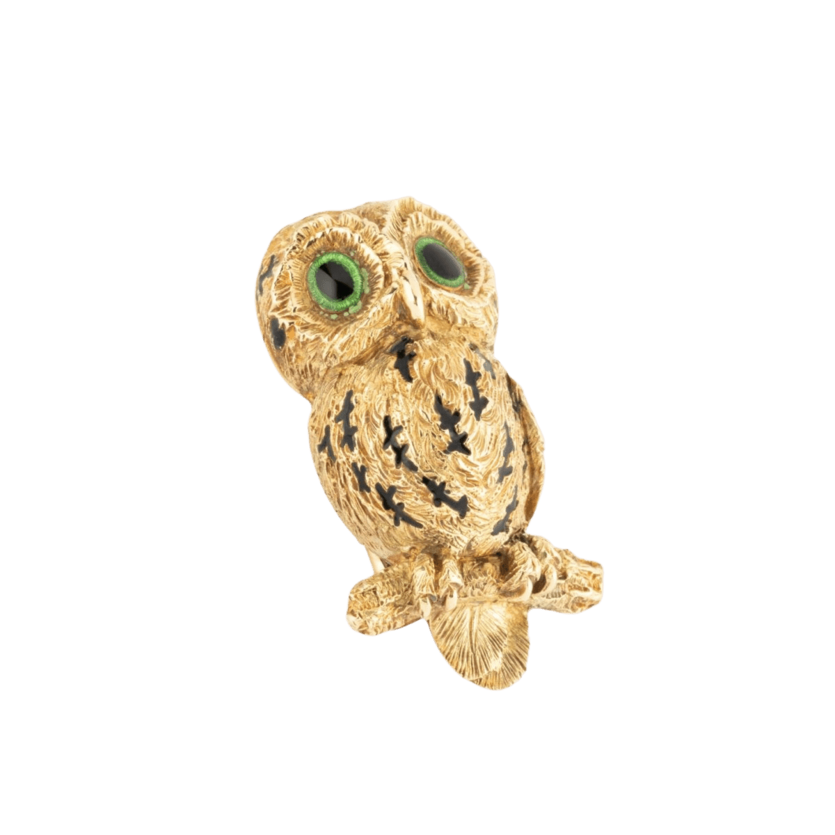 Broche Clip HERMÈS Chouette en or jaune et émail - Castafiore