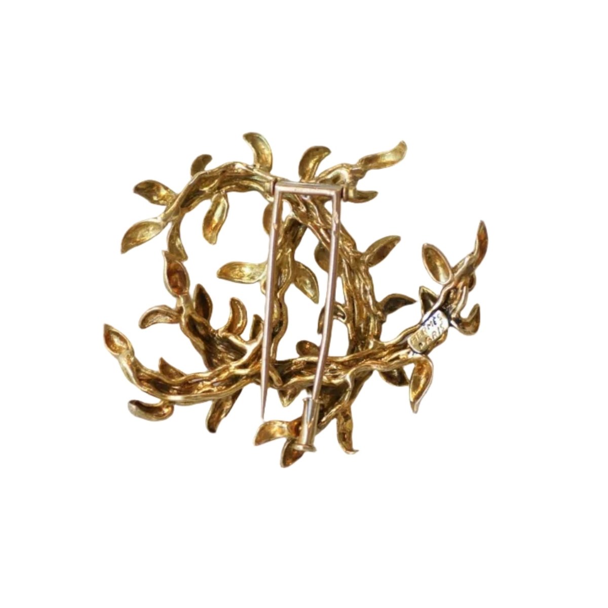 Broche Clip HERMÈS "Feuillage" en or jaune - Castafiore