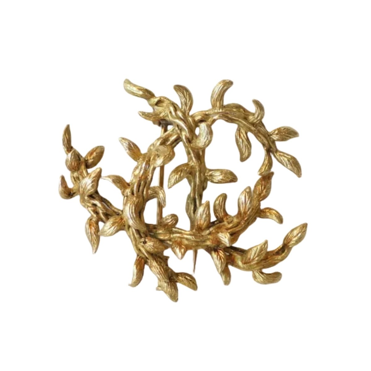 Broche Clip HERMÈS "Feuillage" en or jaune - Castafiore