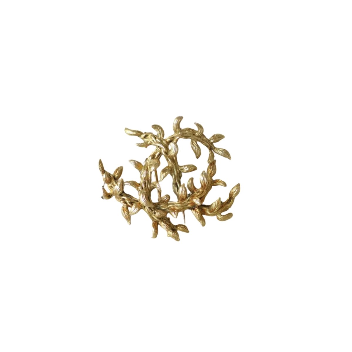 Broche Clip HERMÈS "Feuillage" en or jaune - Castafiore