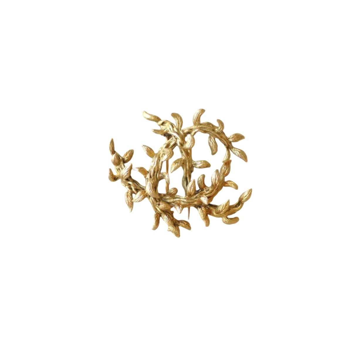 Broche Clip HERMÈS "Feuillage" en or jaune - Castafiore