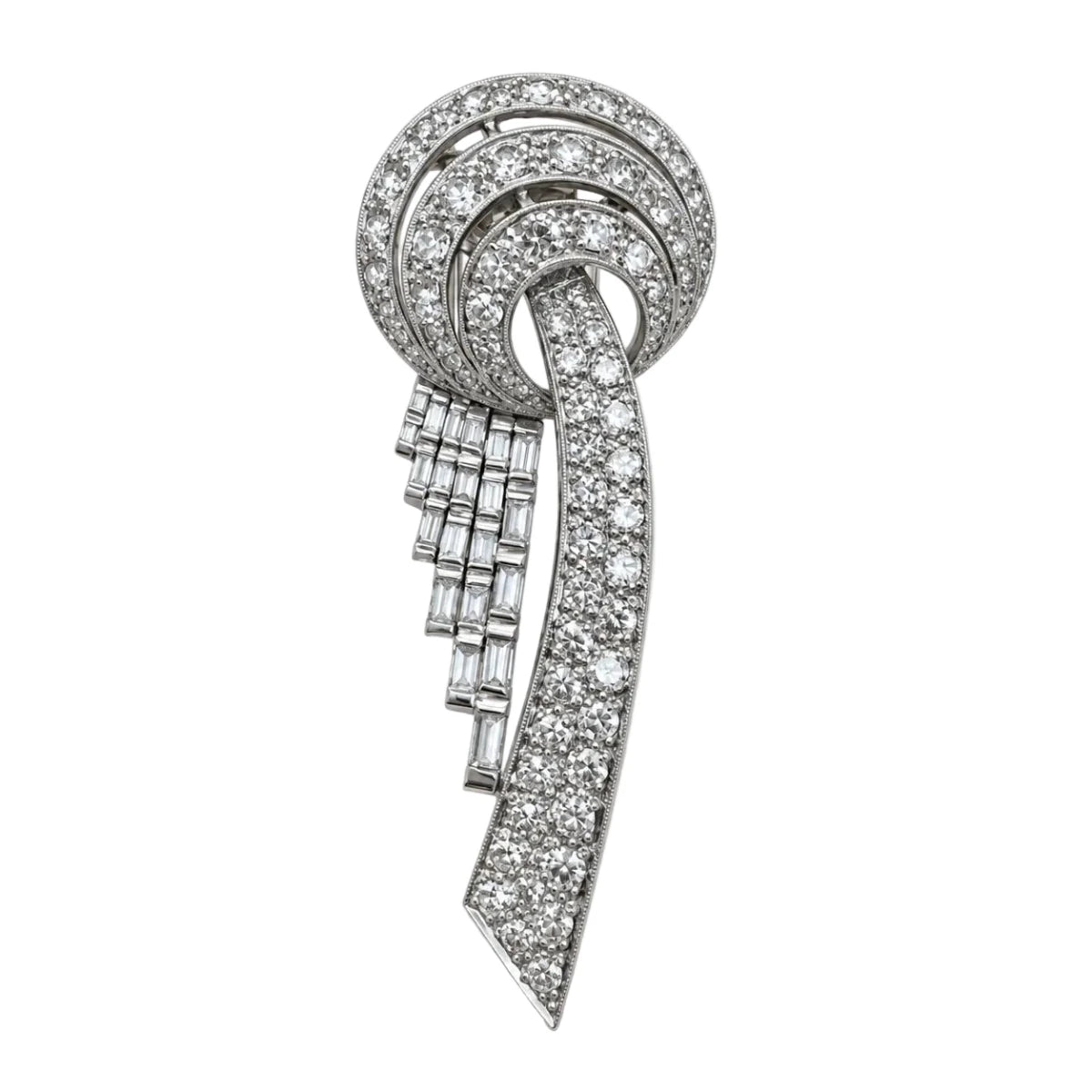 Broche Clip Transformable en platine et diamants - Castafiore