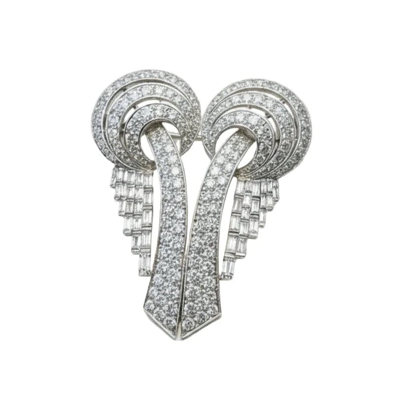 Broche Clip Transformable en platine et diamants - Castafiore