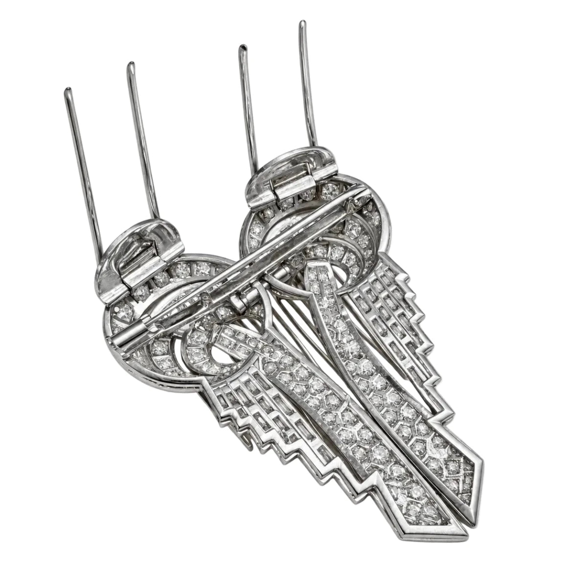Broche Clip Transformable en platine et diamants - Castafiore