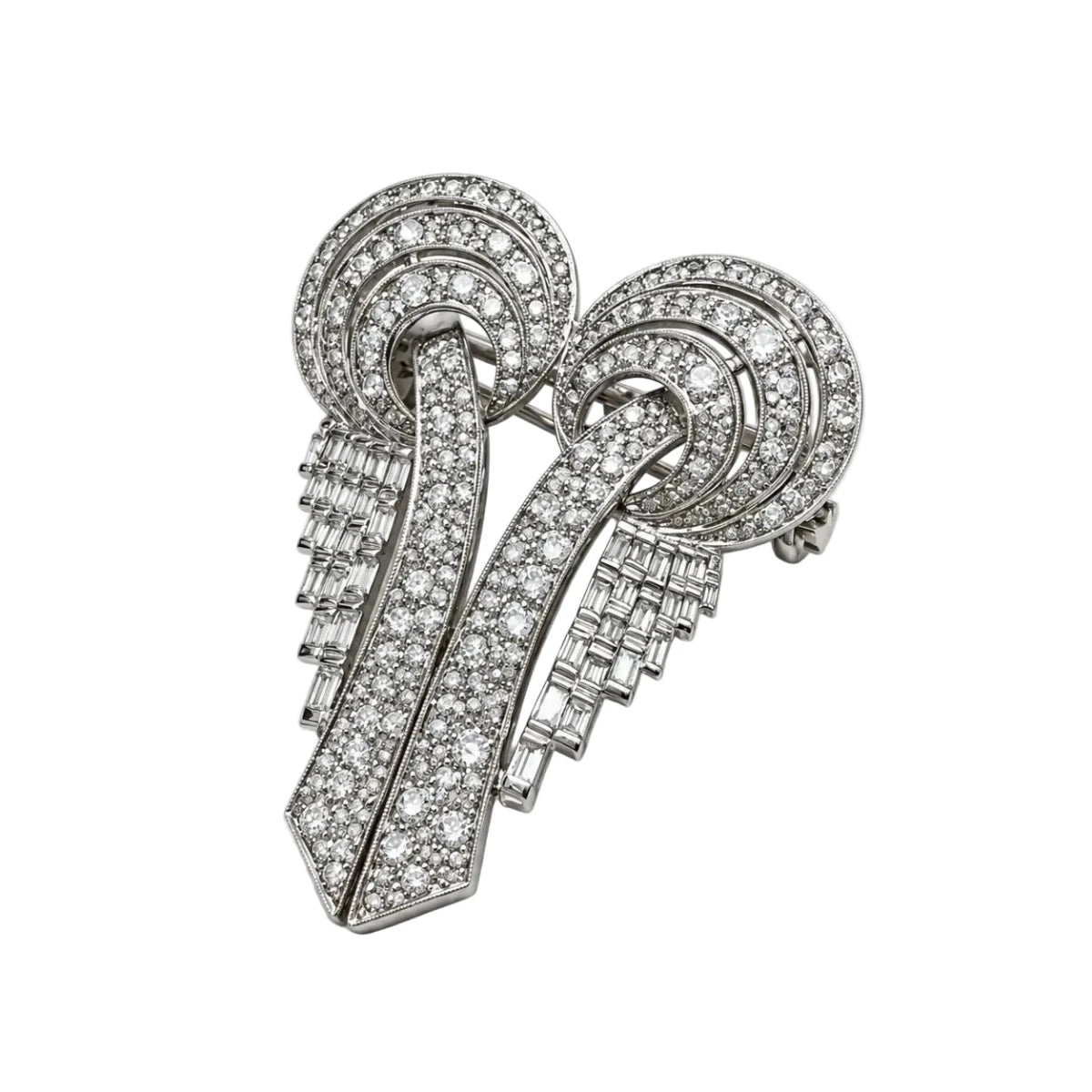 Broche Clip Transformable en platine et diamants - Castafiore