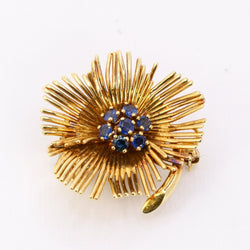 Broche Clip Van Cleef & Arpels en or jaune et saphirs - Castafiore