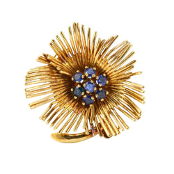 Broche Clip Van Cleef & Arpels en or jaune et saphirs - Castafiore