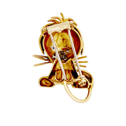 Broche Clip VAN CLEEF & ARPELS "Lion Ébouriffé" en or jaune, or blanc, émail, émeraudes et diamants - Castafiore