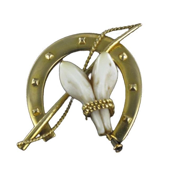 Broche de chasse ancienne en or jaune - Castafiore