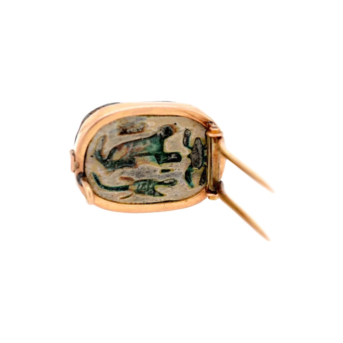Broche Double Barrette en or jaune et bois émaillé - Castafiore