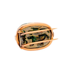 Broche Double Barrette en or jaune et bois émaillé - Castafiore