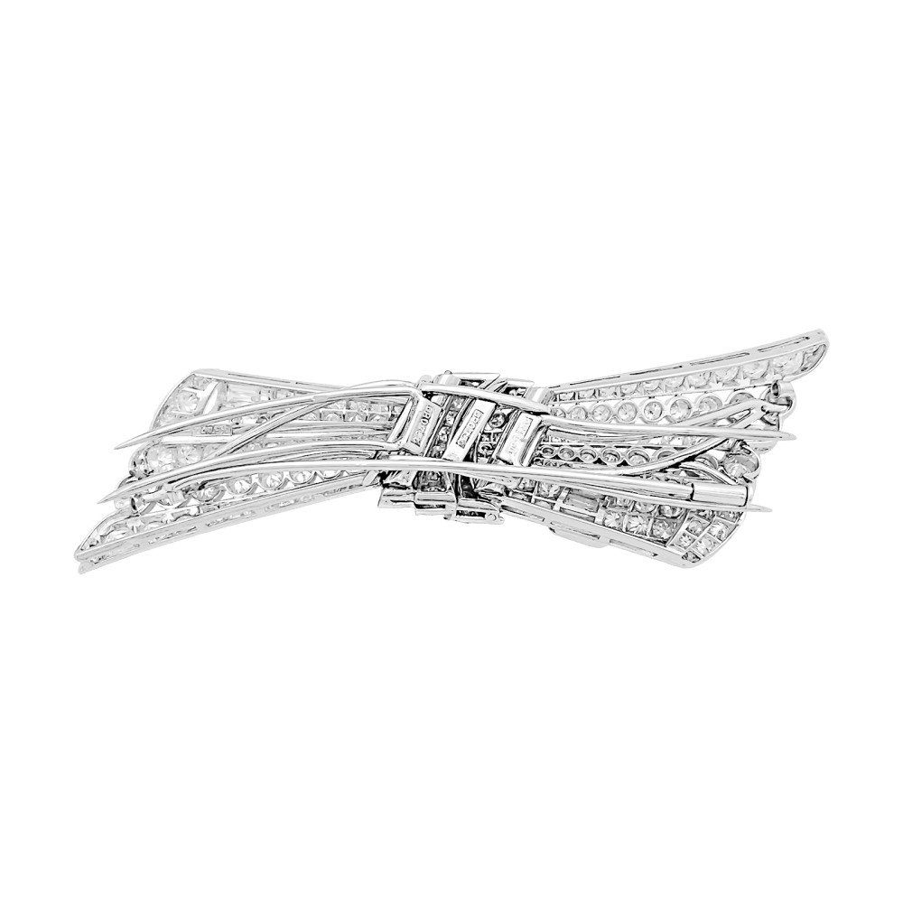 Broche Double-Clip en or blanc, platine et diamants - Castafiore