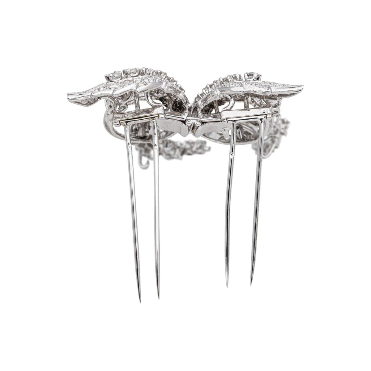 Broche Double Épingle en or blanc et diamants - Castafiore