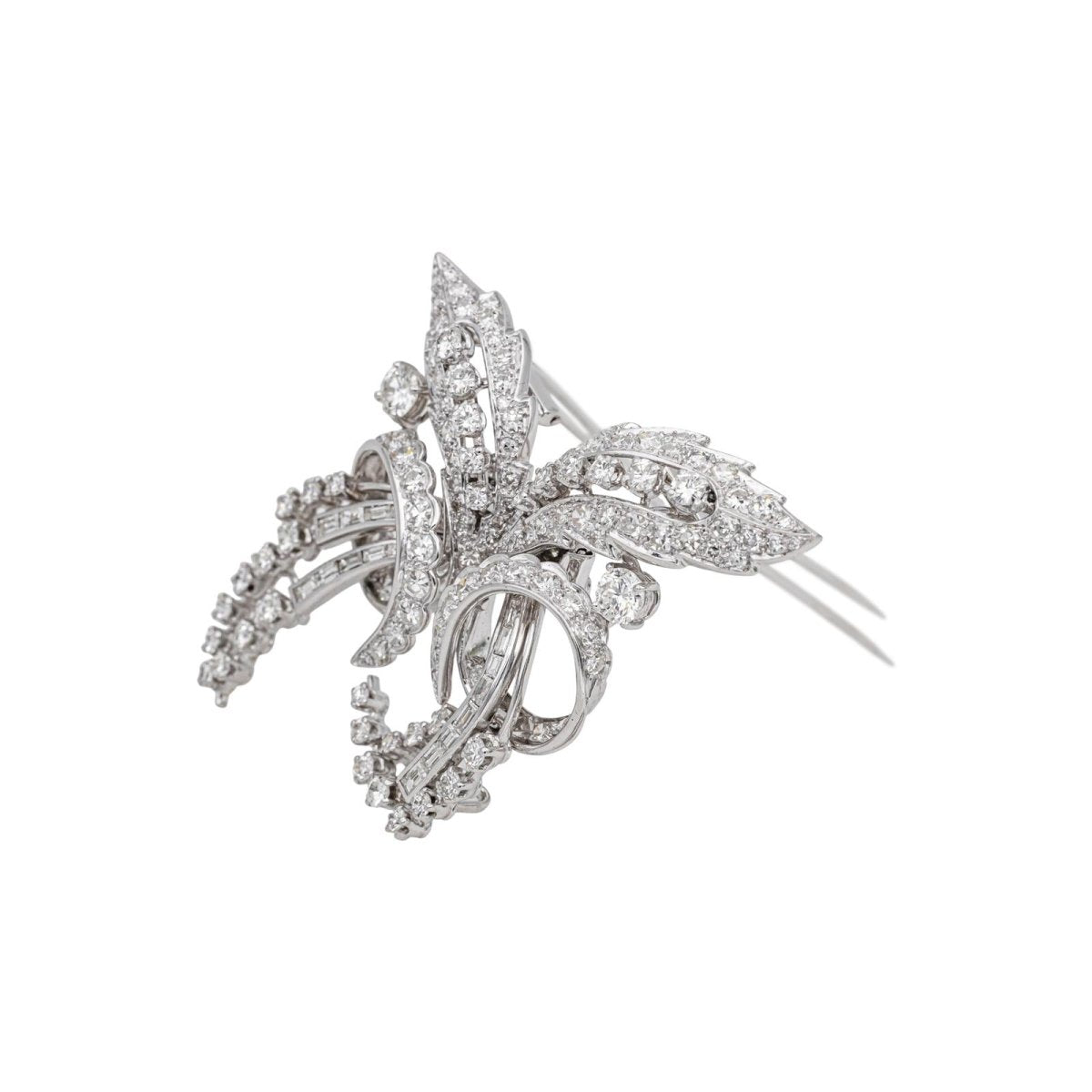 Broche Double Épingle en or blanc et diamants - Castafiore
