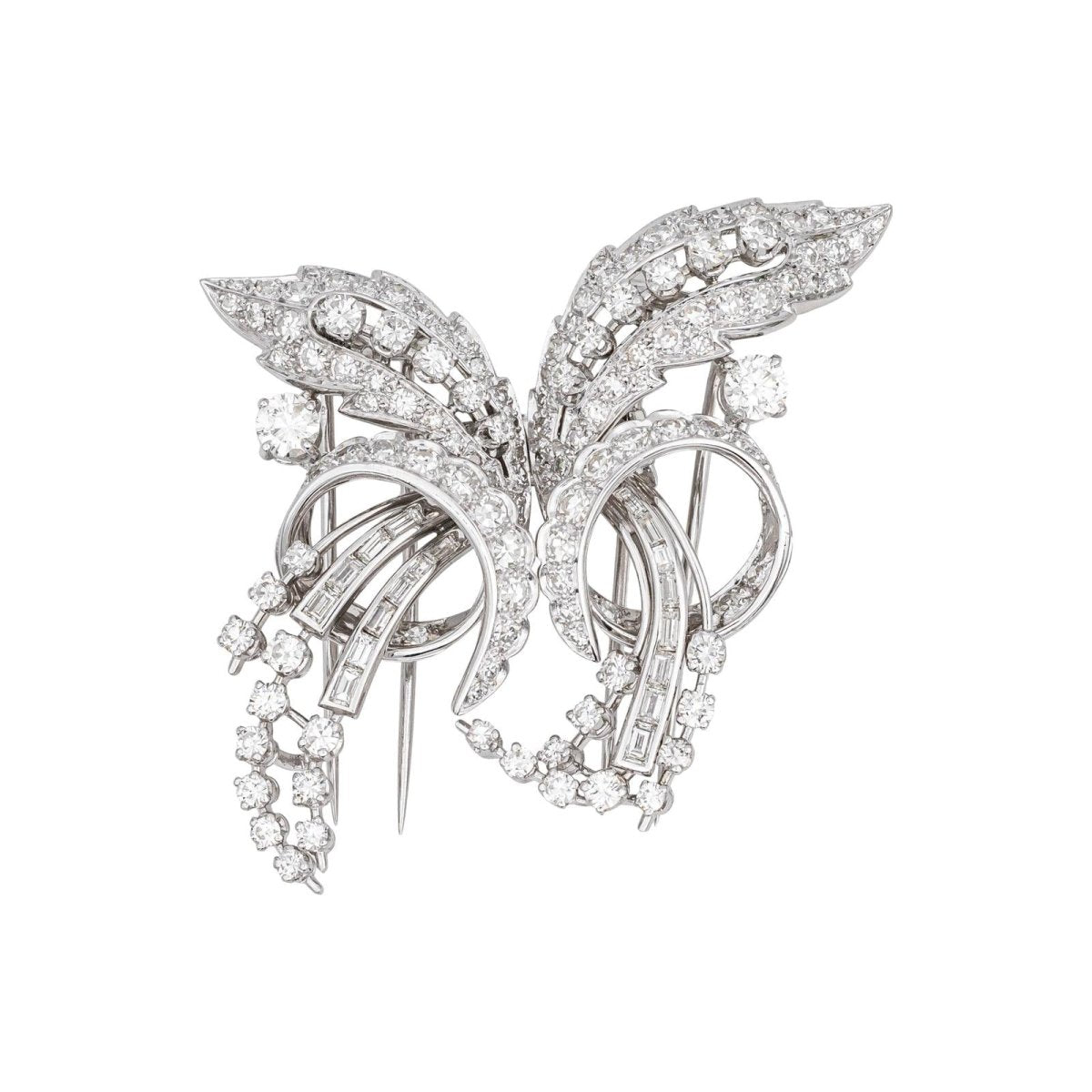 Broche Double Épingle en or blanc et diamants - Castafiore