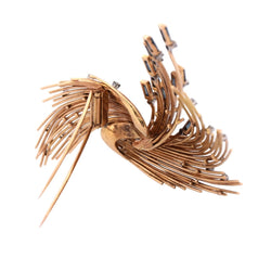 Broche Double Épingle en or jaune, saphirs et diamants - Castafiore