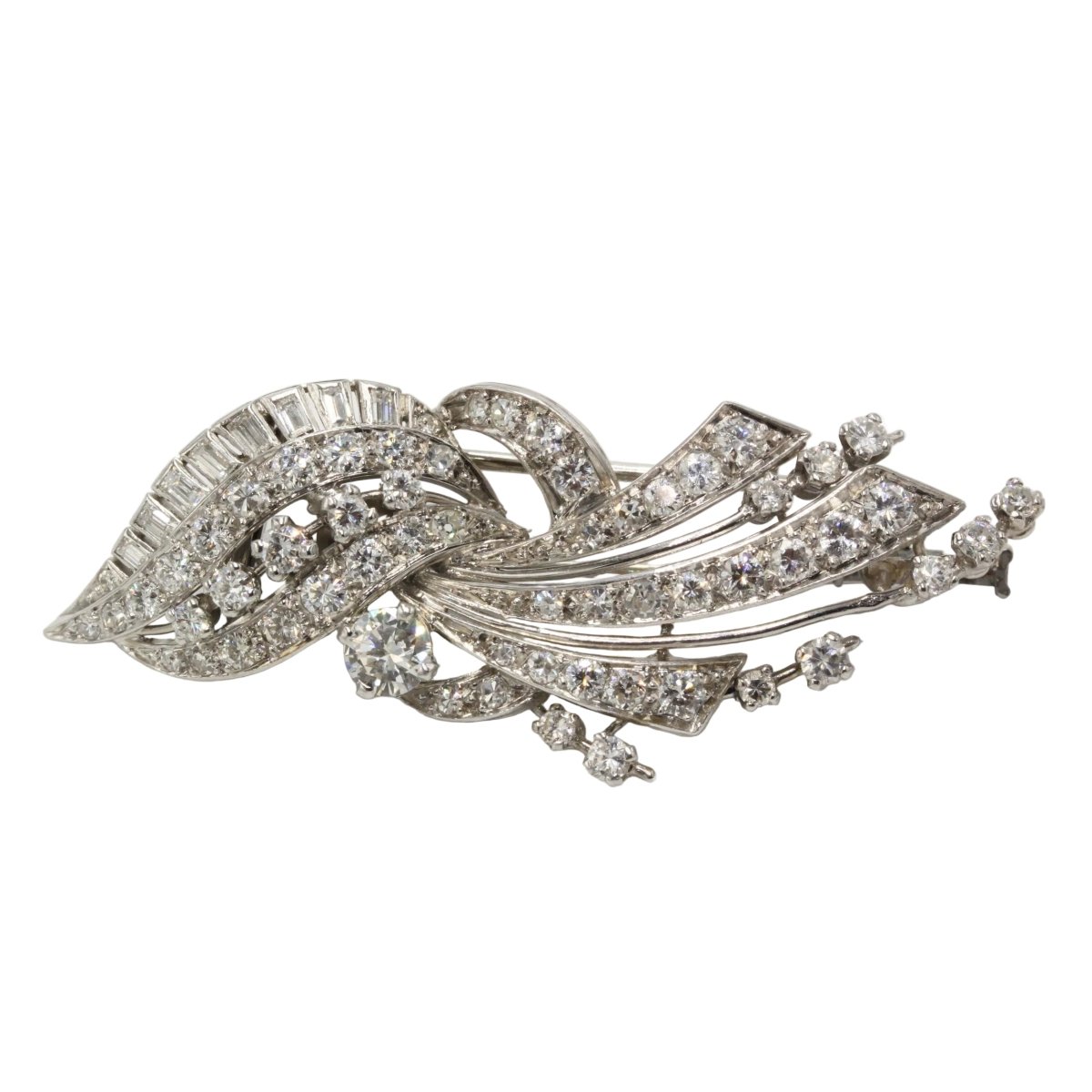 Broche Double Épingle en platine et diamants - Castafiore