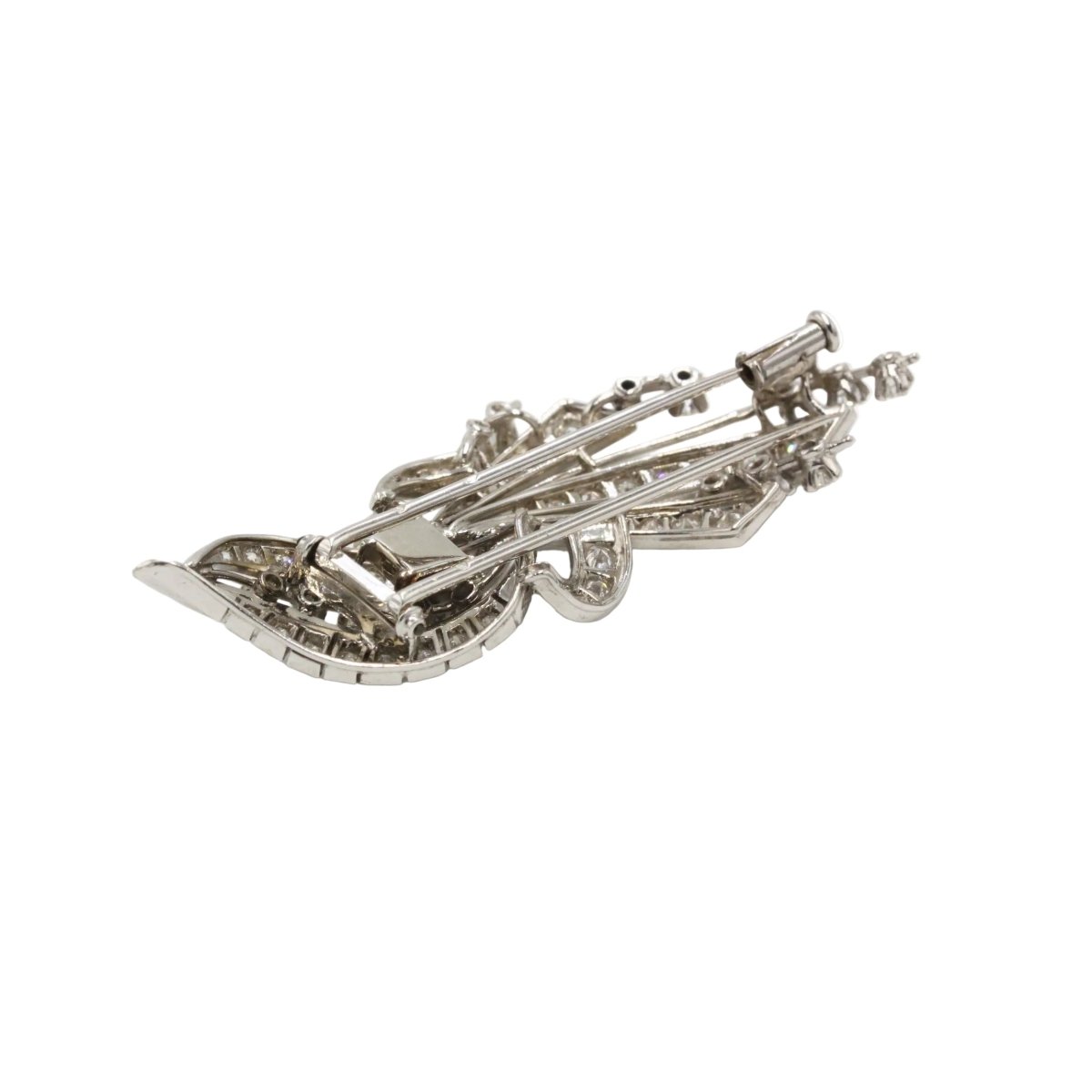 Broche Double Épingle en platine et diamants - Castafiore