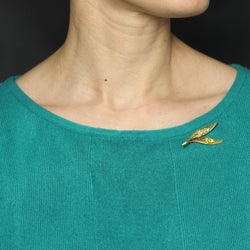 Broche double feuille en or - Castafiore