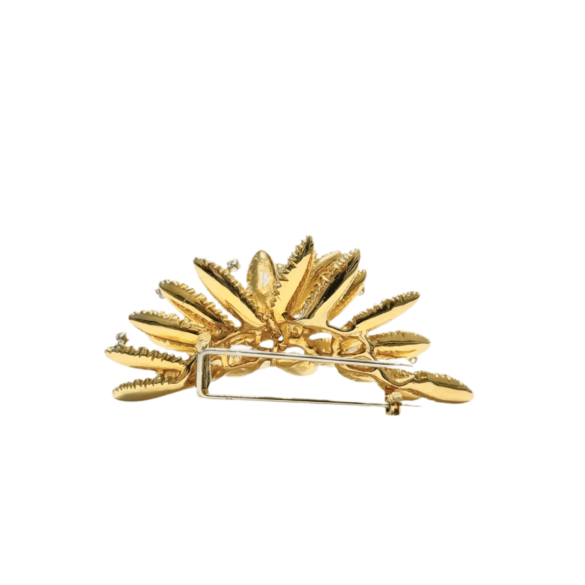 Broche EDOUARD RICHARDS Feuillage en or jaune et diamants - Castafiore