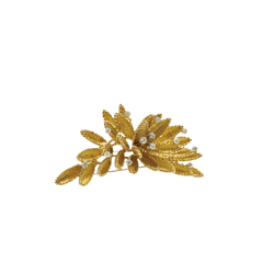 Broche EDOUARD RICHARDS Feuillage en or jaune et diamants - Castafiore