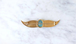 Broche Egyptomanie Or et Scarabée Amulette Fritte - Castafiore