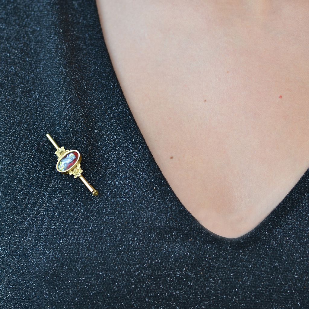 Broche ÉMAIL Barrette en or jaune - Castafiore