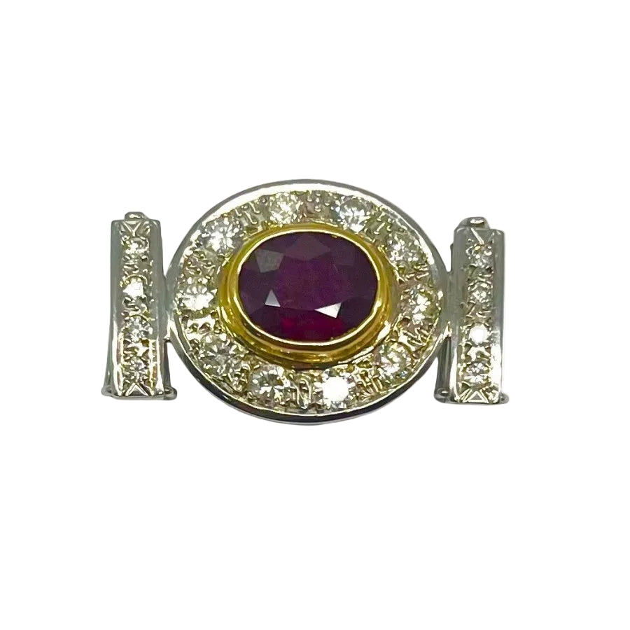 Broche en or blanc rubis et diamants - Castafiore