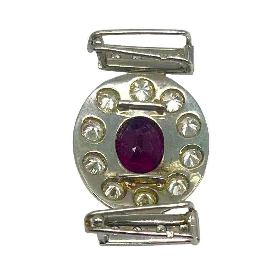 Broche en or blanc rubis et diamants - Castafiore