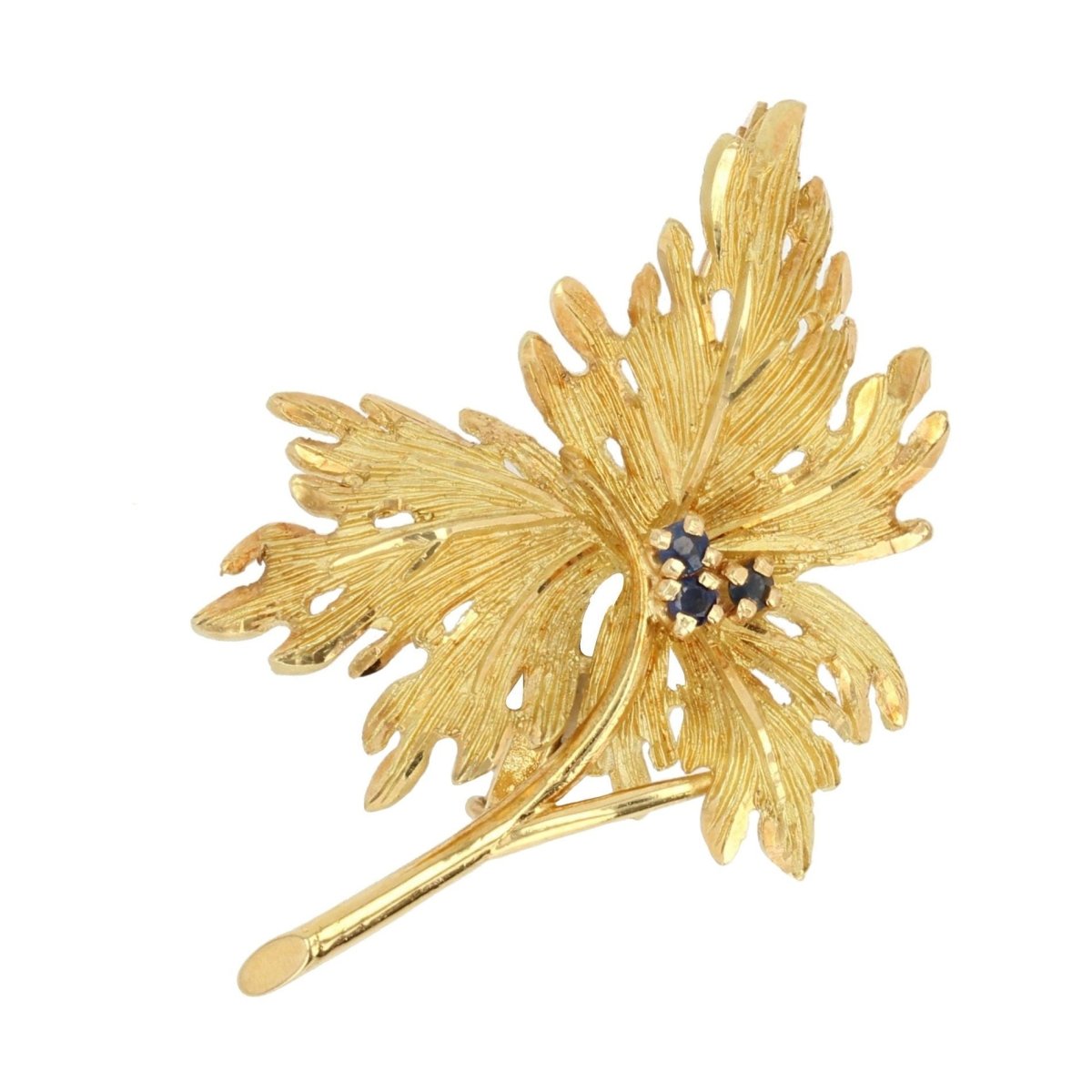 Broche en or feuille saphirs - Castafiore