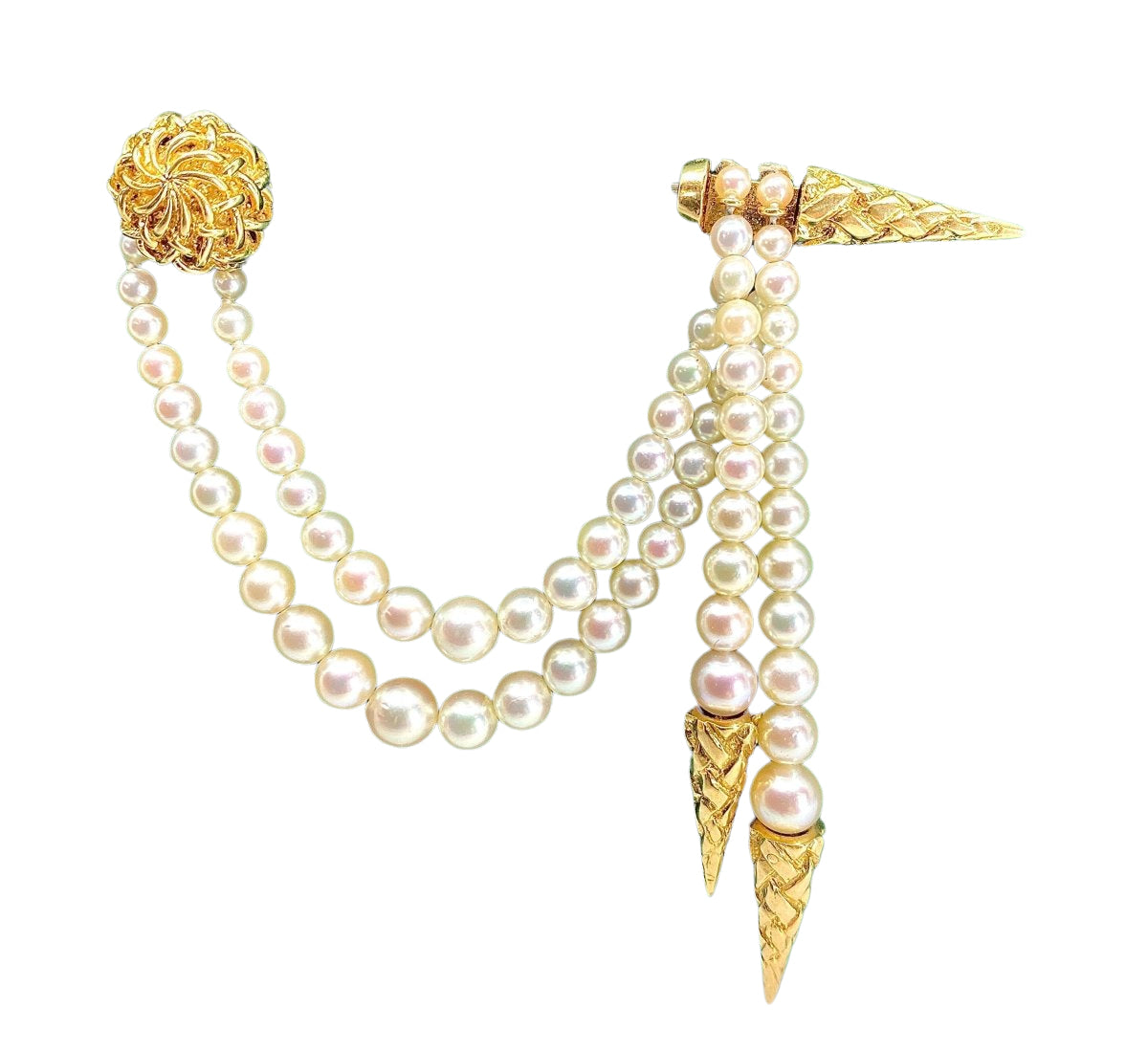 Broche en or jaune 18 carats et perles - Castafiore