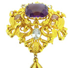 Broche en or jaune, améthyste, aigues - marines et citrine - Castafiore