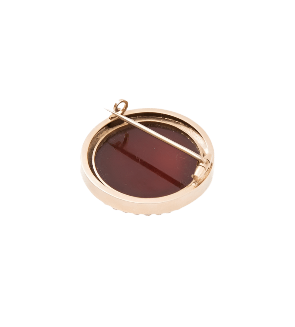 Broche en or jaune, camée et perles - Castafiore