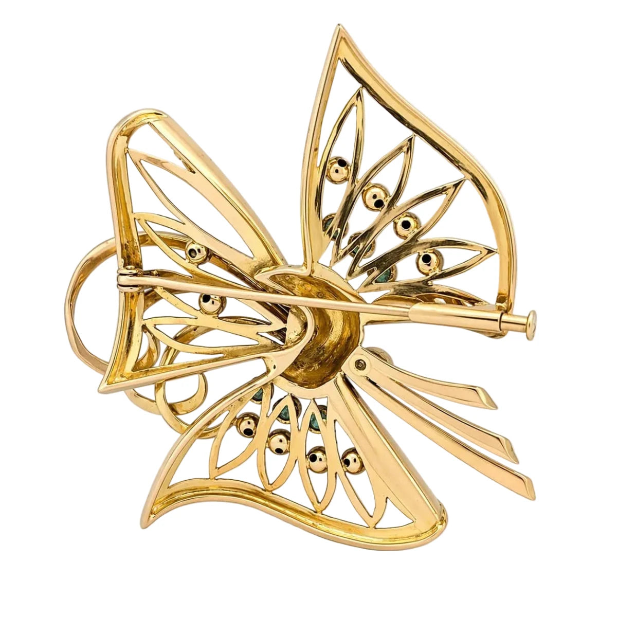 Broche en or jaune, émeraudes et diamants - Castafiore