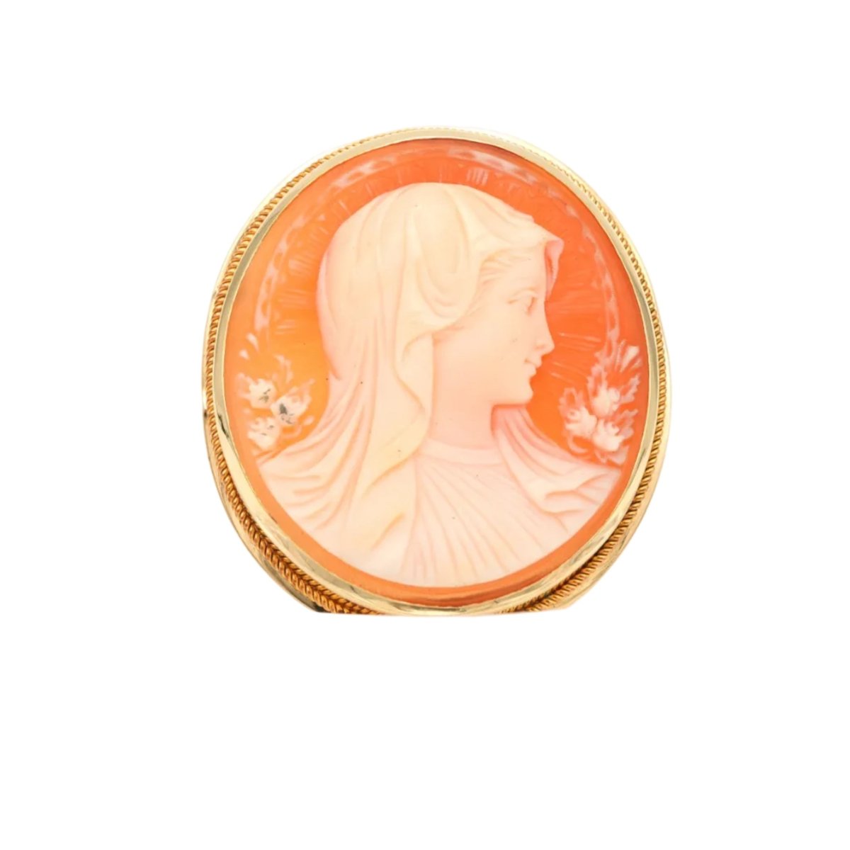 Broche en or jaune et camée - Castafiore
