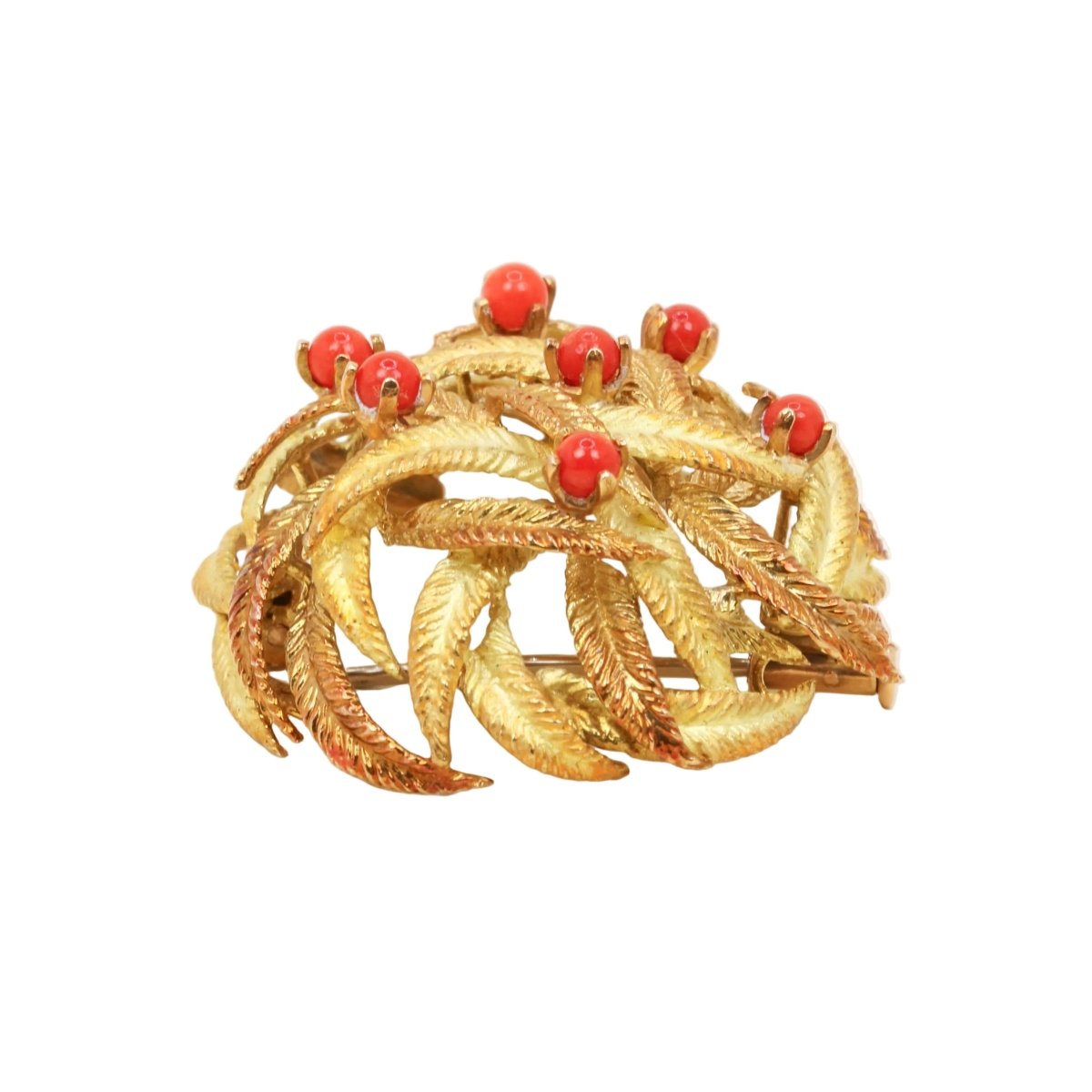Broche en or jaune et corail - Castafiore
