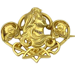 Broche en or jaune et diamants - Castafiore