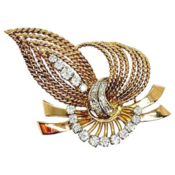 Broche en or jaune et diamants - Castafiore