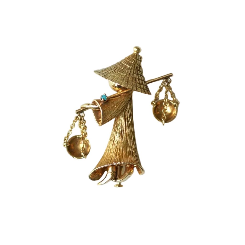 Broche en or jaune et turquoise - Castafiore