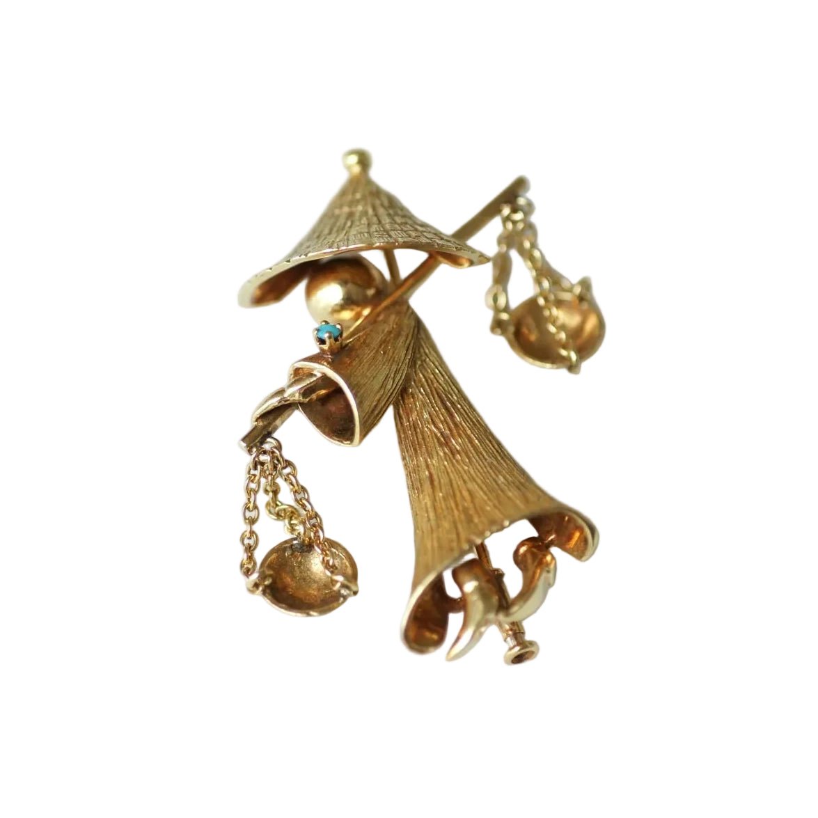 Broche en or jaune et turquoise - Castafiore