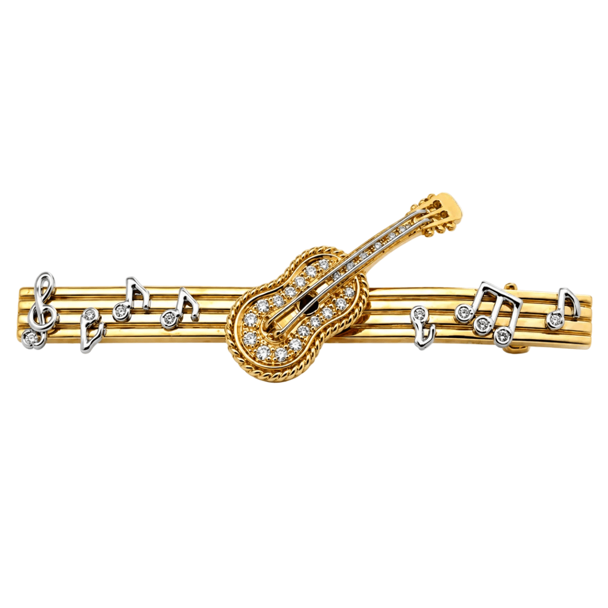 Broche en or jaune, or blanc et diamants - Castafiore