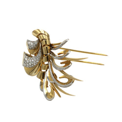 Broche en or jaune, platine et diamants - Castafiore