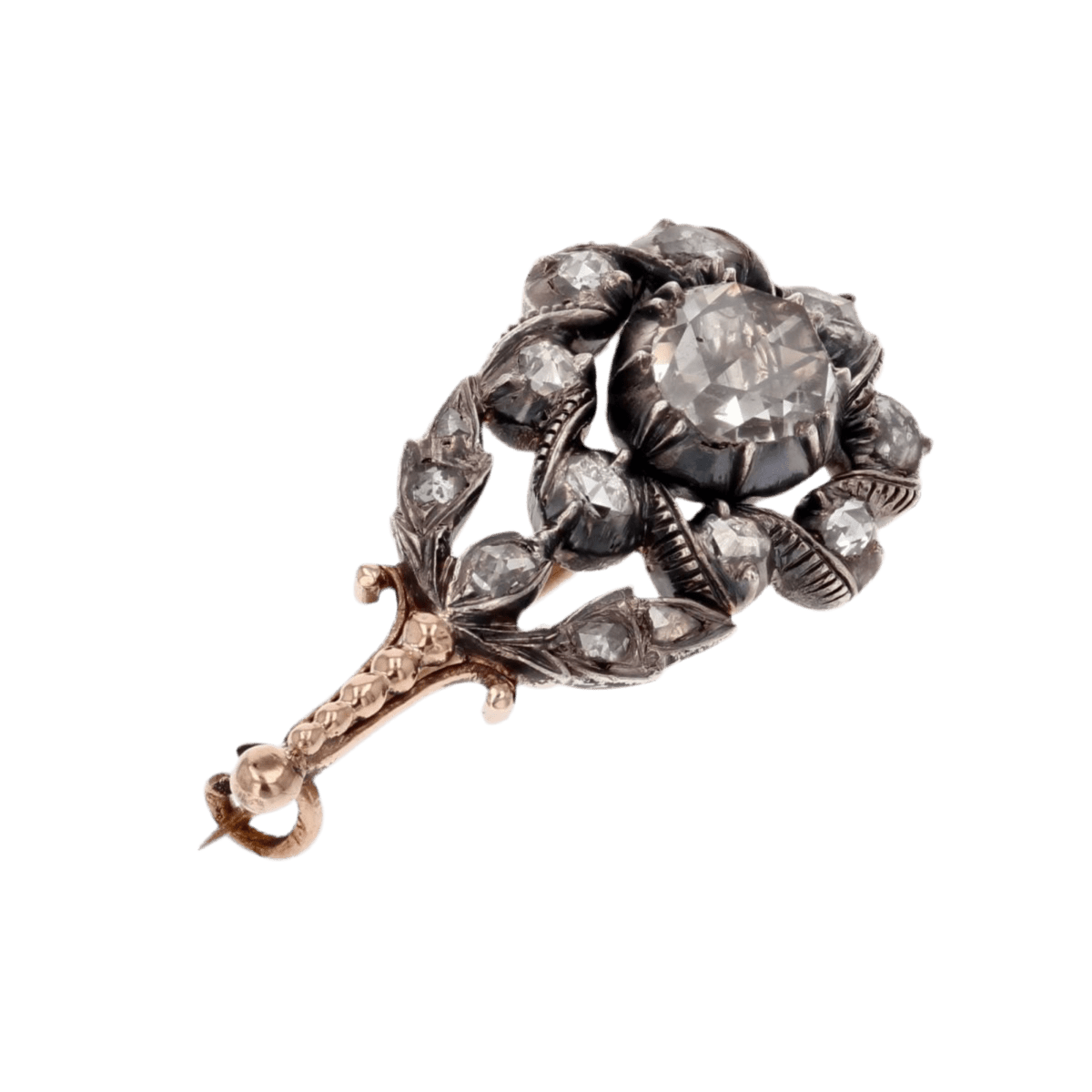Broche en or rose, argent et diamants - Castafiore