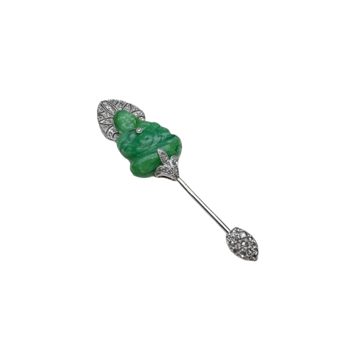 Broche Épingle à Jabot LACLOCHE en or blanc et platine, sertie de diamants et pâte de verre. - Castafiore