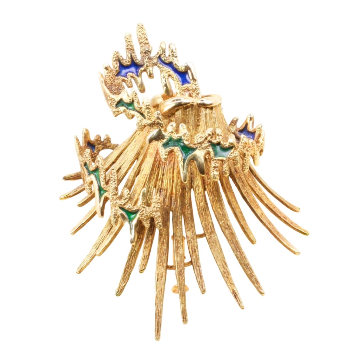 Broche Épingle BECKER & BRASIER "Volcan" en or jaune et émail - Castafiore