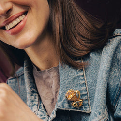 Broche Épingle Bouquet en or jaune, or blanc et citrine - Castafiore