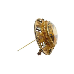 Broche Épingle BUCCELLATI en or jaune, topaze et diamants - Castafiore