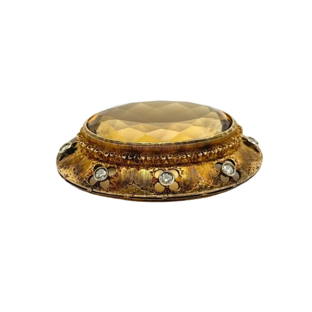 Broche Épingle BUCCELLATI en or jaune, topaze et diamants - Castafiore
