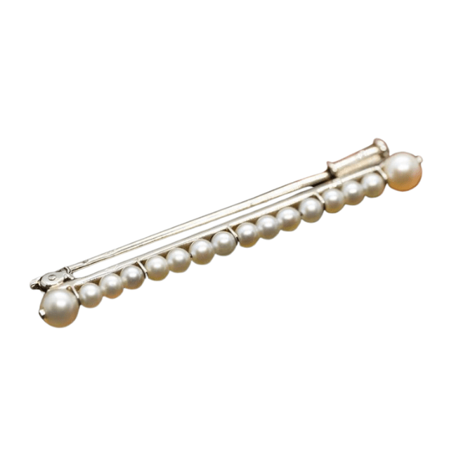 Broche Épingle CARTIER en or blanc et perle - Castafiore